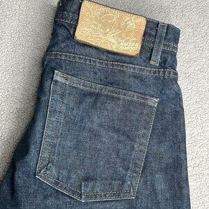 Naked & Famous Jeans Mens 30 Raw Selvedge Denim Chinese New Year Red Pocket Crop